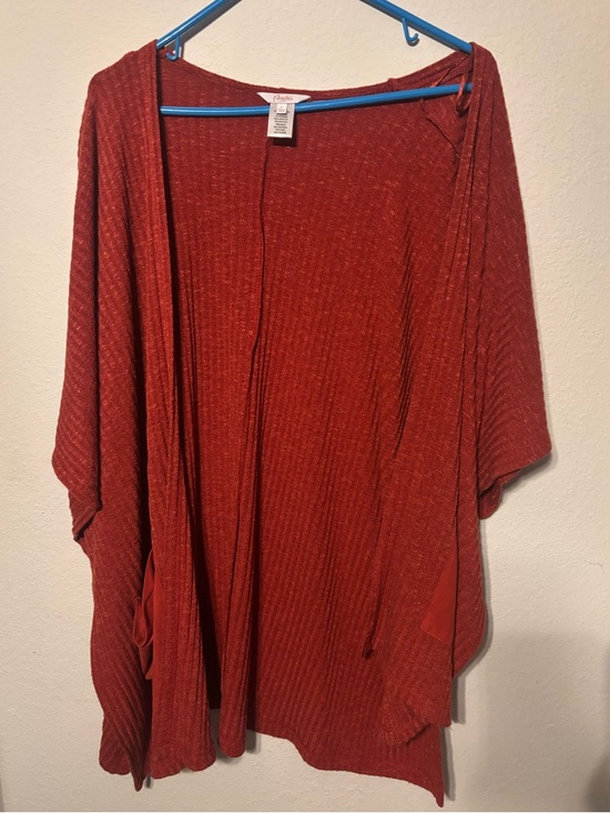 Candie's Sweaters - Candie’s Rust Waffle Knit Open Front Cardigan Button Side Batwing Size L